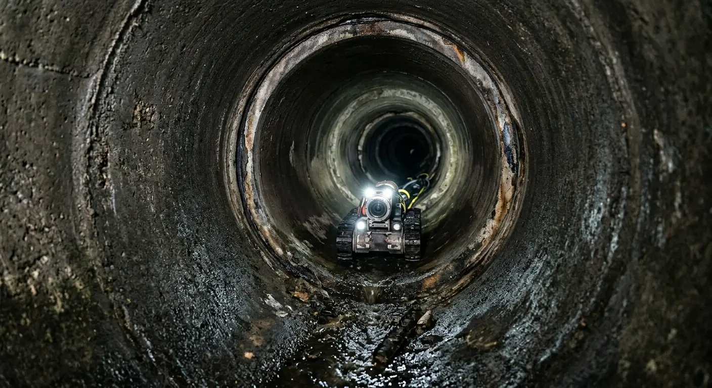 Robotic sewer camera inspecting pipe interior for Sewer Line Cleaning in Perrysburg